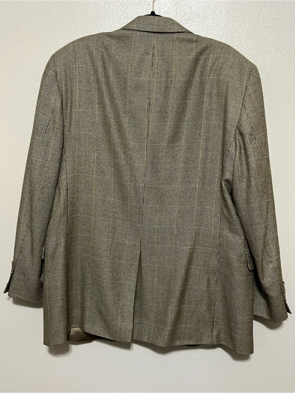 Jos. A Bank Blazer Tan Beige Houndstooth Windowpane Wool Sport Coat 43R Men's